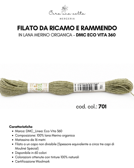 Filato da ricamo e rammendo in lana Merino organica – DMC Eco Vita 360