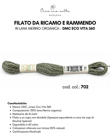 Filato da ricamo e rammendo in lana Merino organica – DMC Eco Vita 360