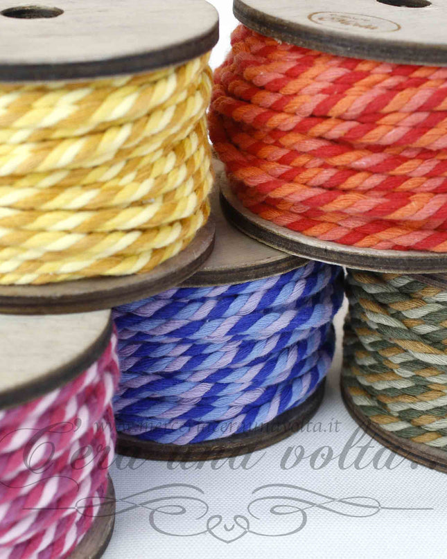 Cordone multicolor in cotone opaco riciclato