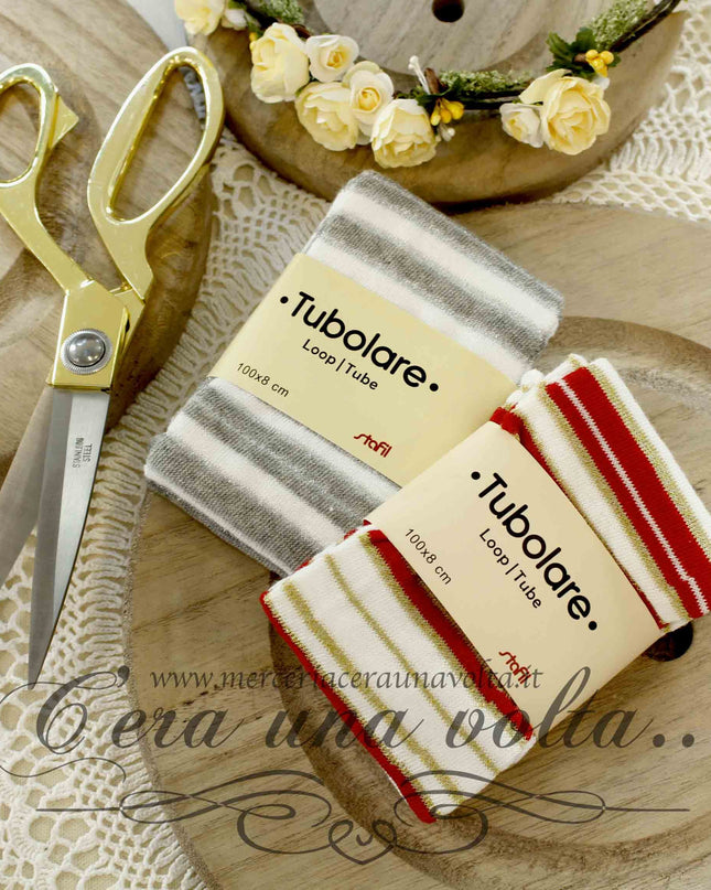 Tubolari in maglina righe Lurex