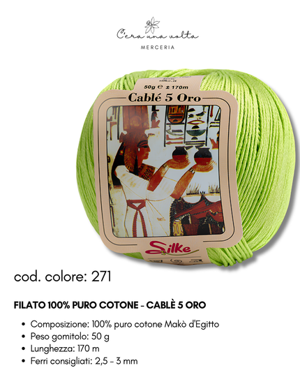 Filato 100% Puro Cotone - Cablè 5 ORO