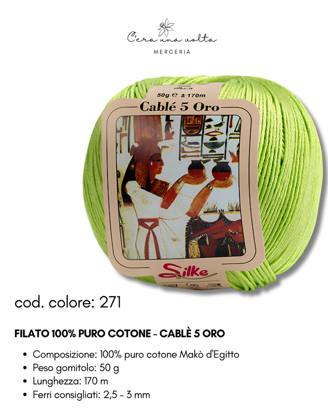 Filato 100% Puro Cotone - Cablè 5 ORO