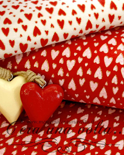 Cm 75 x 50 Pannolenci Cuori Glitter