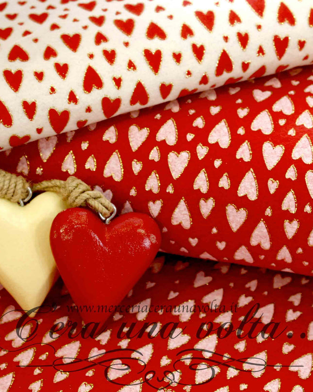 Cm 75 x 50 Pannolenci Cuori Glitter