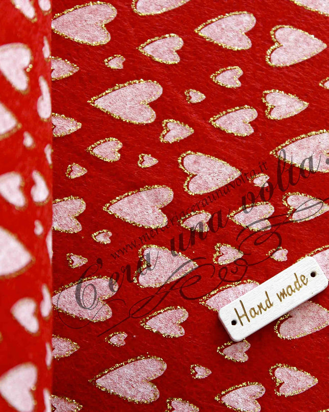 Cm 75 x 50 Pannolenci Cuori Glitter