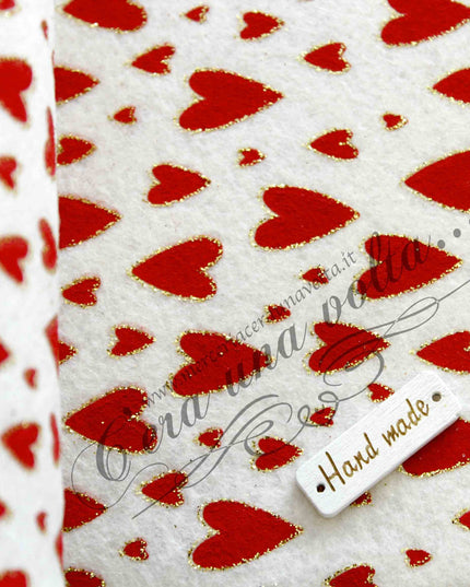 Cm 75 x 50 Pannolenci Cuori Glitter