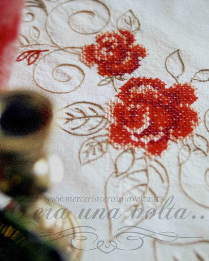 Centrotavola rettangolare da ricamare Red roses