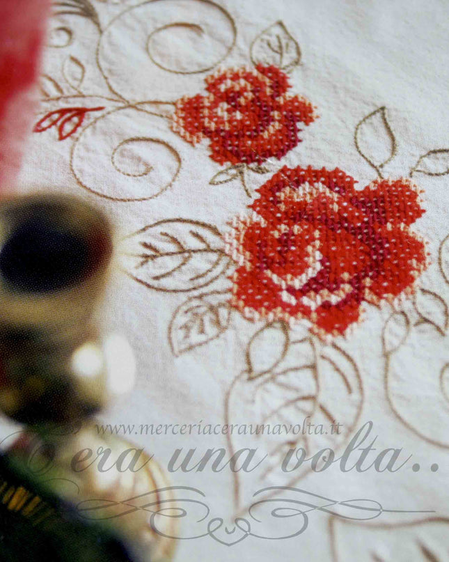 Centrotavola rettangolare da ricamare Red roses