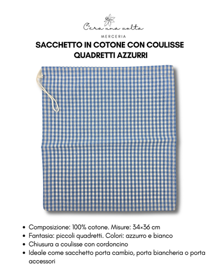 Sacchetto in Cotone con Coulisse – Quadretti Arancioni