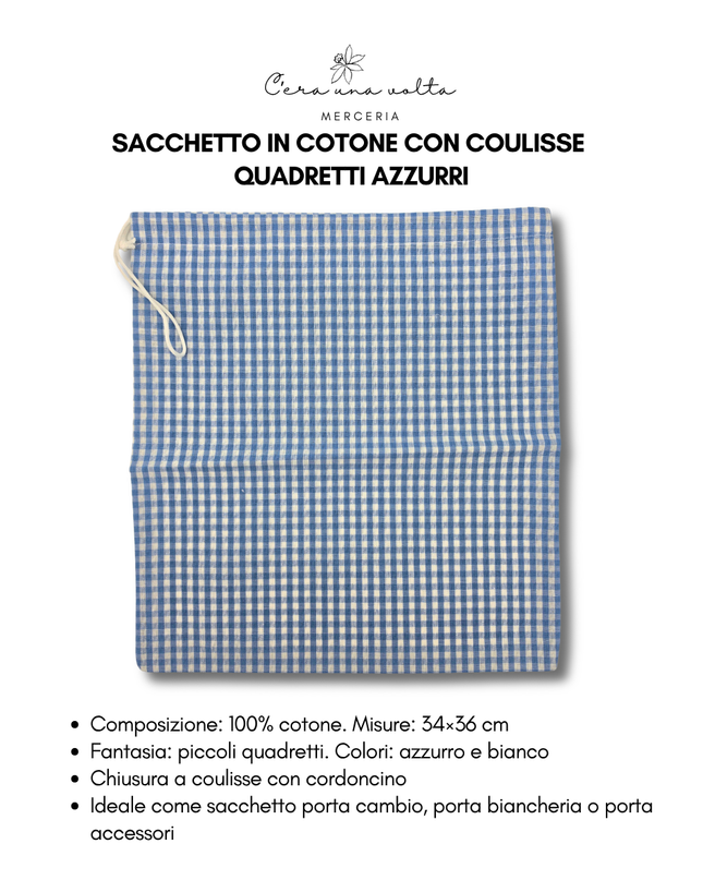 Sacchetto in Cotone con Coulisse – Quadretti Arancioni