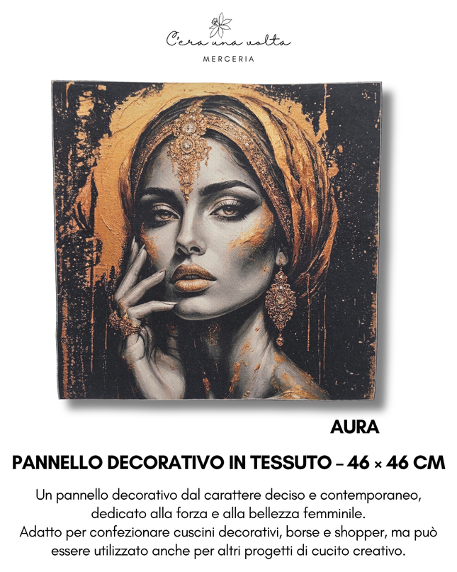 Pannello decorativo in tessuto – 46 × 46 cm (Volti femminili)