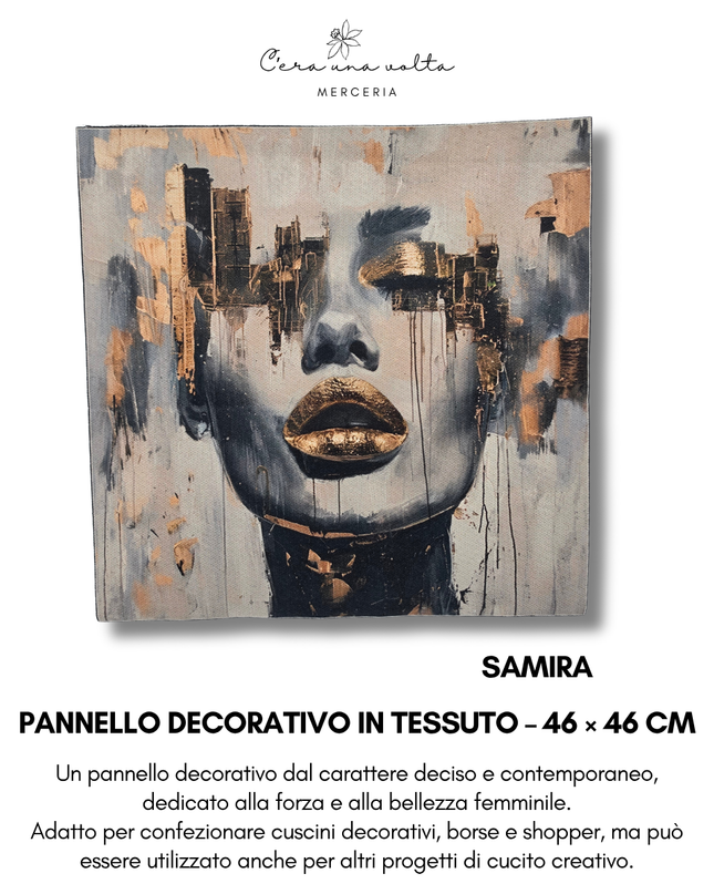 Pannello decorativo in tessuto – 46 × 46 cm (Volti femminili)