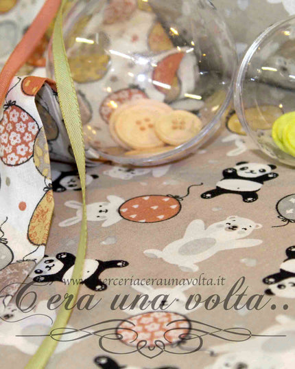 Tessuto Panda and balloons
