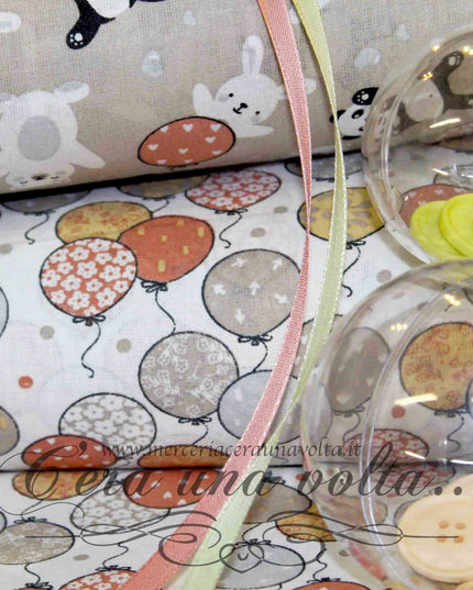 Tessuto Panda and balloons