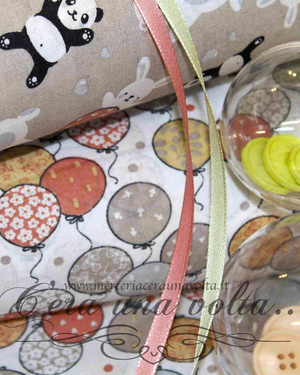 Tessuto Panda and balloons