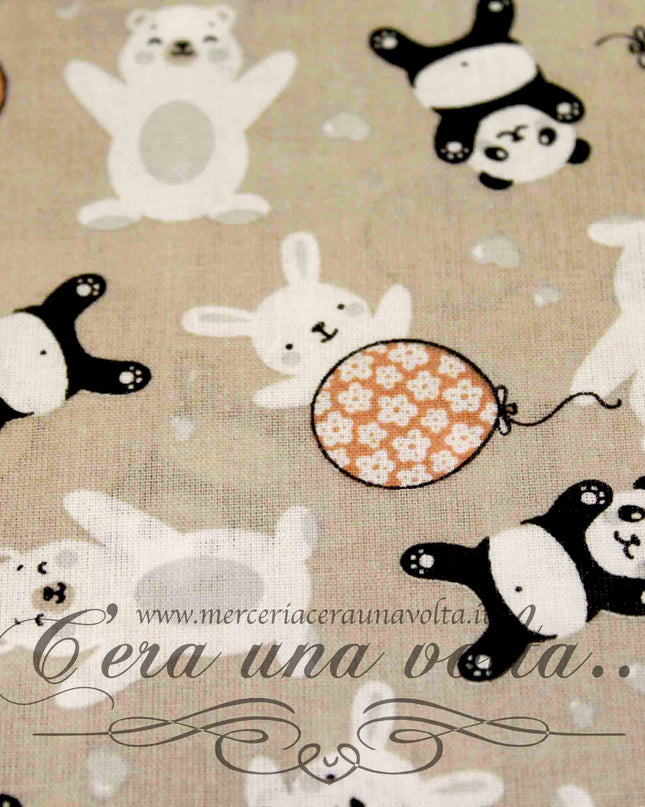 Tessuto Panda and balloons