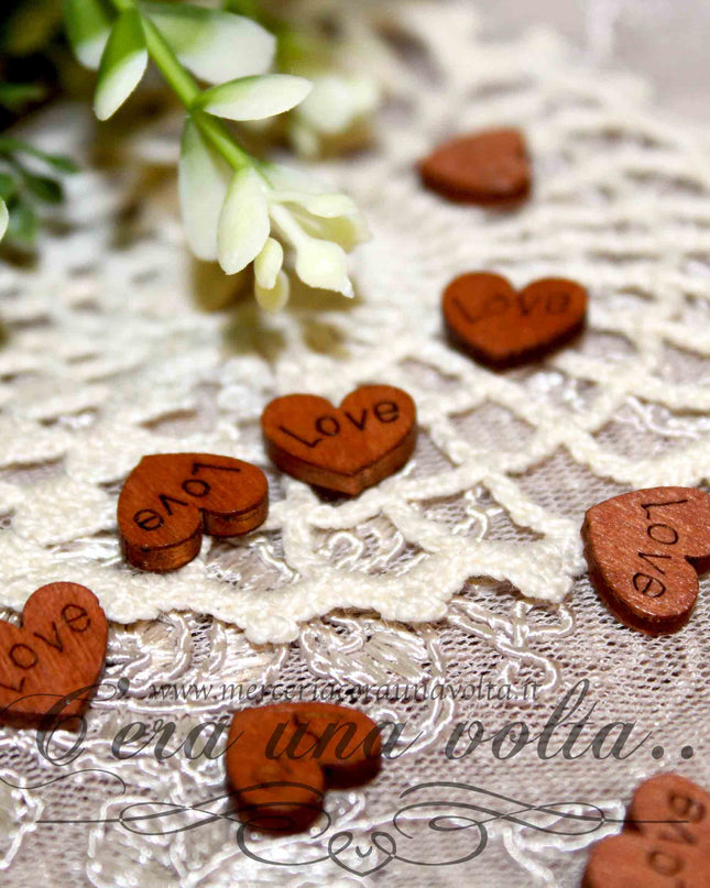 20 pz Cuori in legno