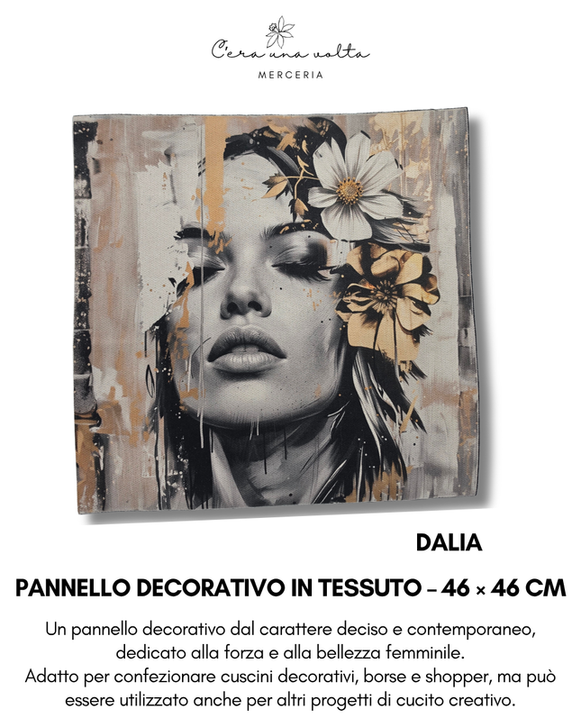 Pannello decorativo in tessuto – 46 × 46 cm (Volti femminili)