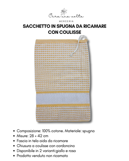 Sacchetto in spugna da ricamare con coulisse