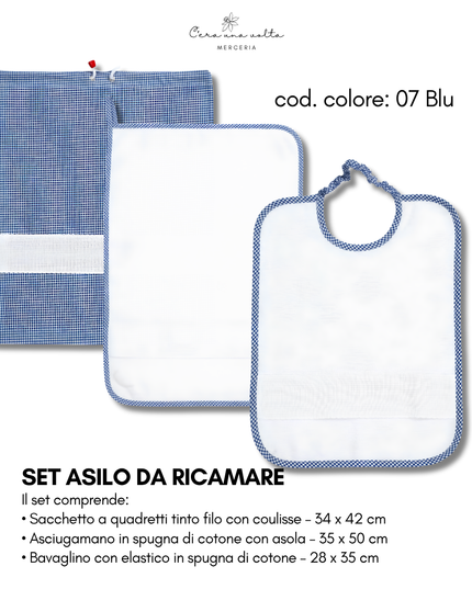 Set asilo a quadretti da ricamo