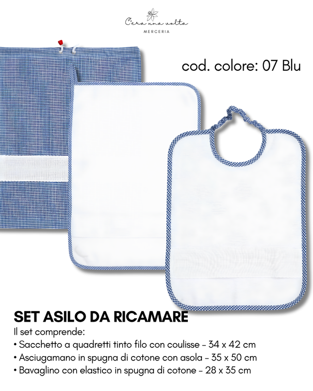 Set asilo a quadretti da ricamo
