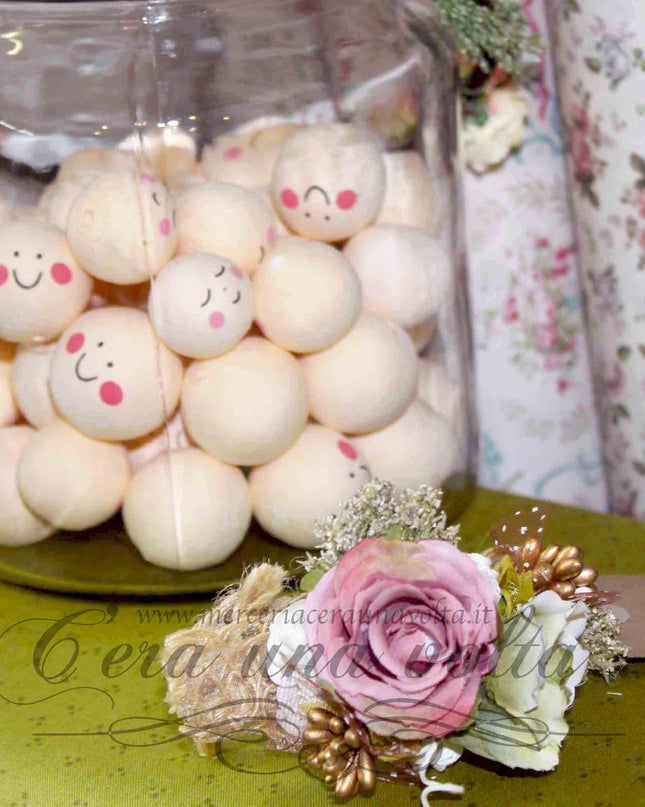 Teste angelo d'ovatta dipinte