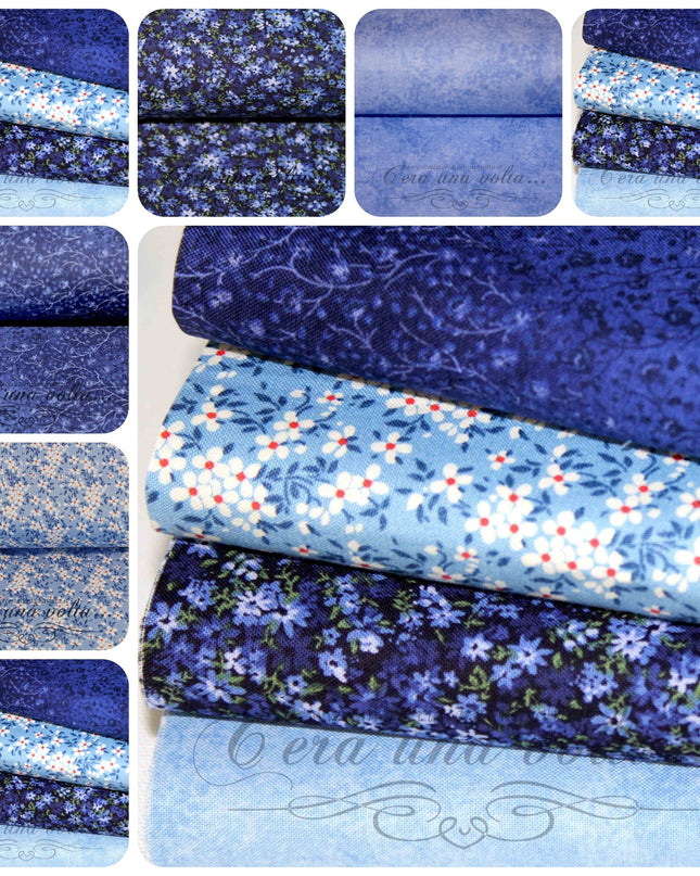 Set 8 Pz Tessuto Patchwork Light blue