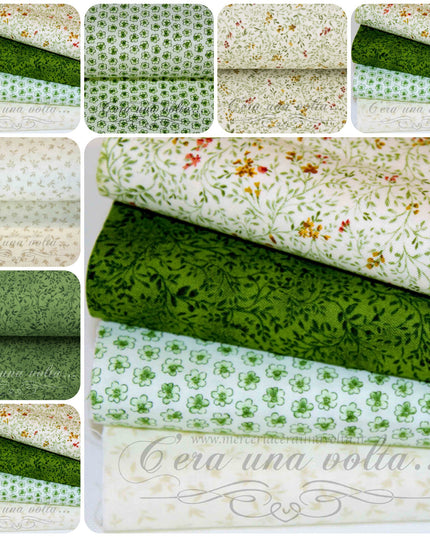 Set 8 Pz Tessuto Patchwork Green