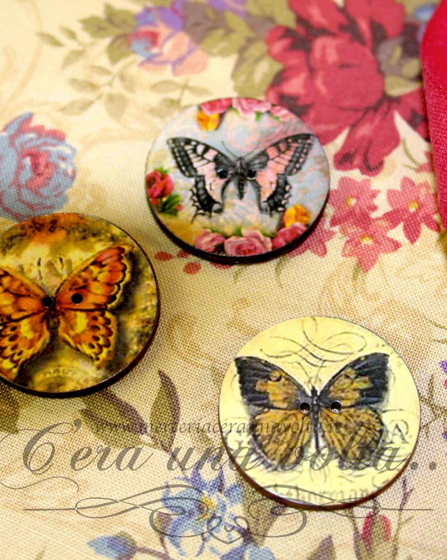 6 Bottoni Decorativi Butterflies