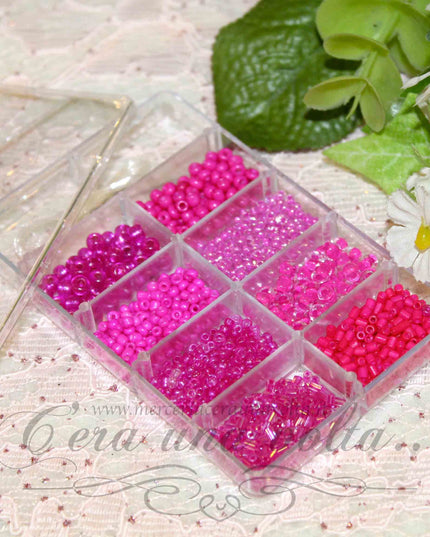 Scatola Perle assortite Fuxia