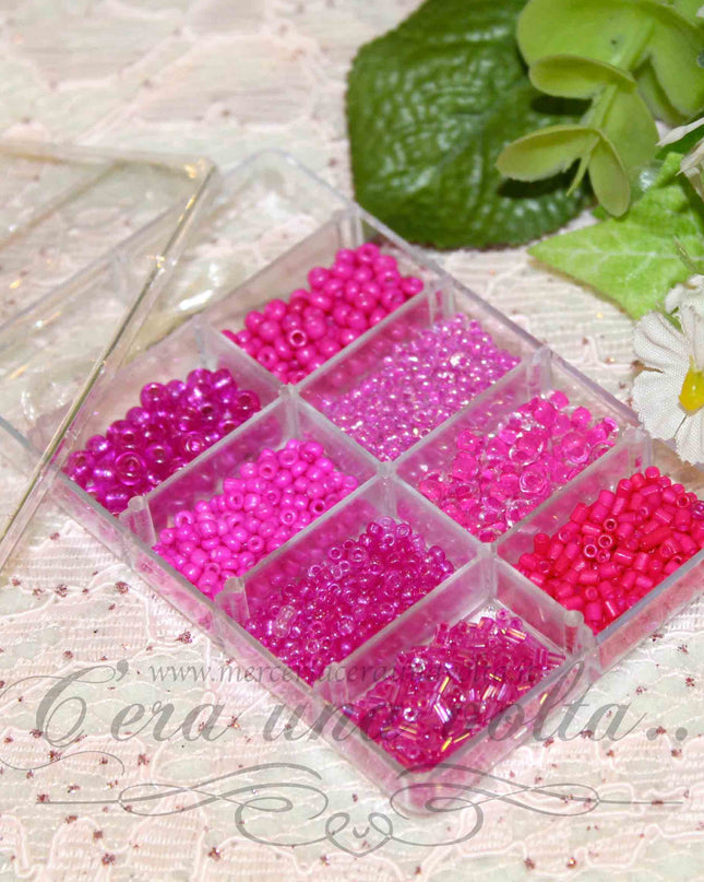 Scatola Perle assortite Fuxia