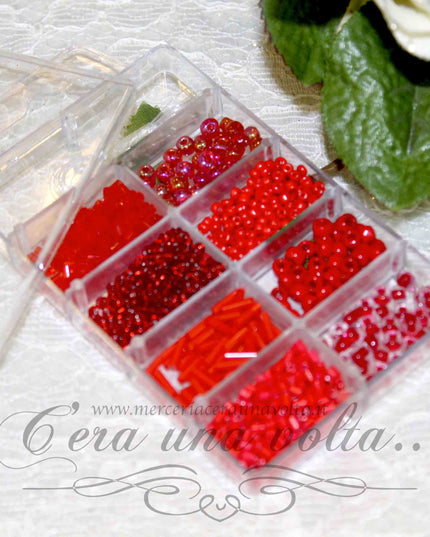 Scatola Perle assortite Rosse