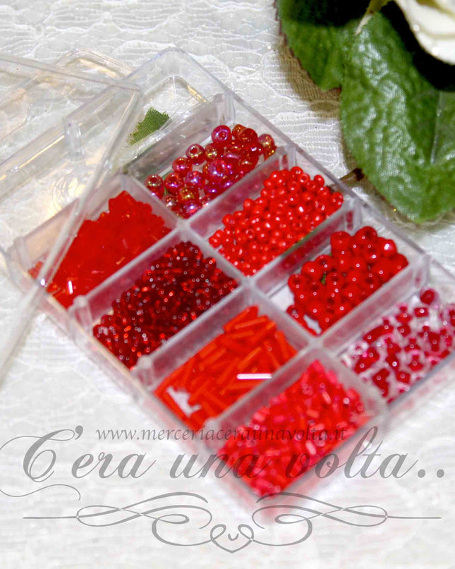 Scatola Perle assortite Rosse