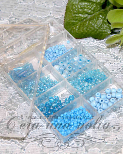 Scatola Perle assortite Azzurre