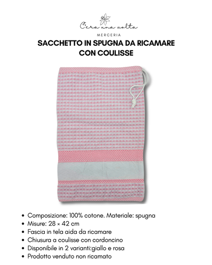 Sacchetto in spugna da ricamare con coulisse