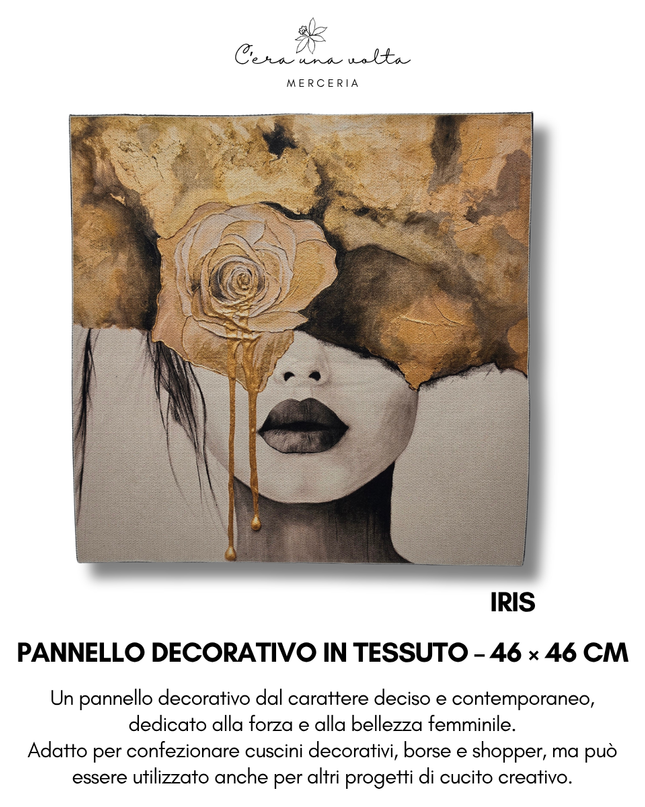 Pannello decorativo in tessuto – 46 × 46 cm (Volti femminili)