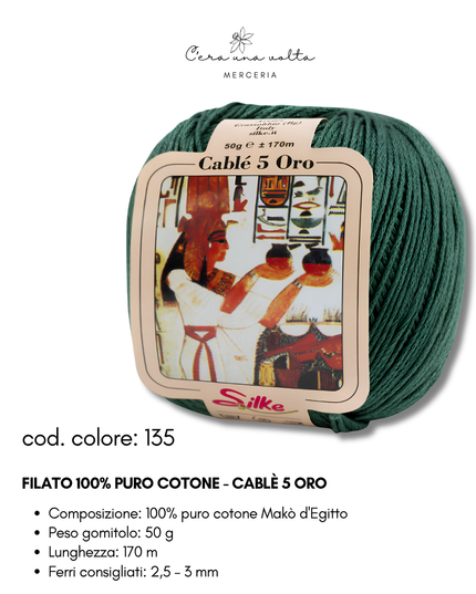 Filato 100% Puro Cotone - Cablè 5 ORO