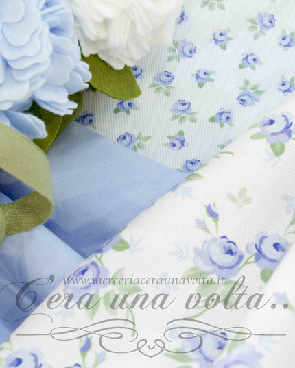 Tessuto Shabby Piquet Rose Azzurre