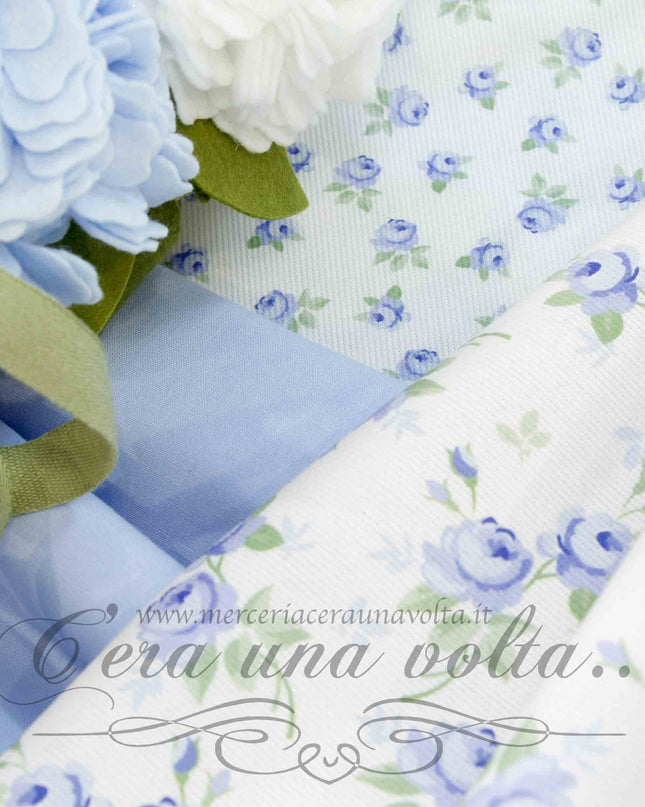 Tessuto Shabby Piquet Rose Azzurre