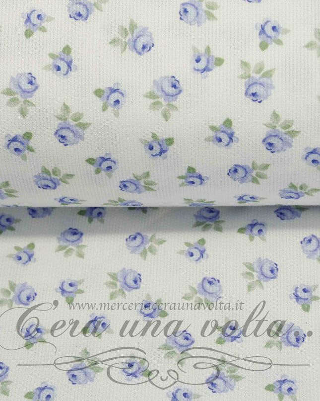 Tessuto Shabby Piquet Rose Azzurre