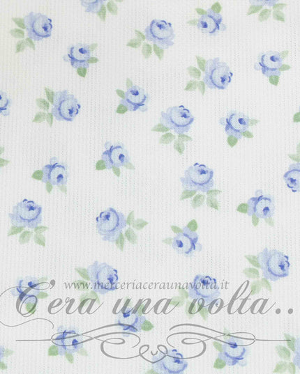 Tessuto Shabby Piquet Rose Azzurre