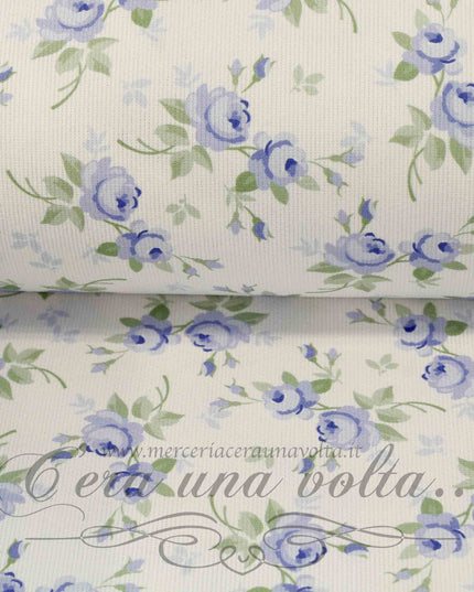 Tessuto Shabby Piquet Rose Azzurre