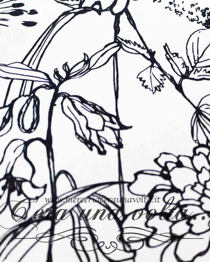 Tessuto Black e White Floreale