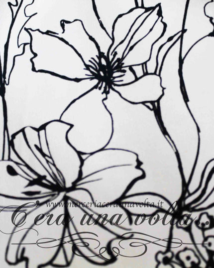 Tessuto Black e White Floreale