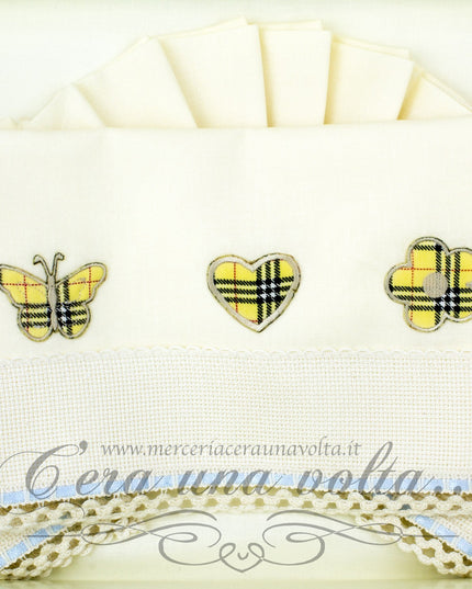 Lenzuolo da ricamare per culla tartan
