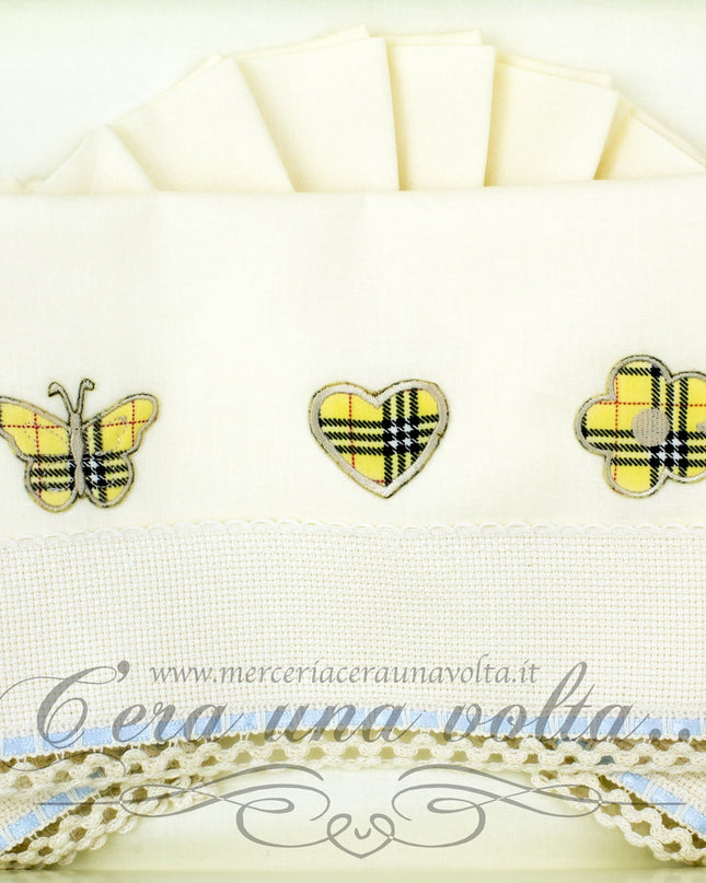 Lenzuolo da ricamare per culla tartan