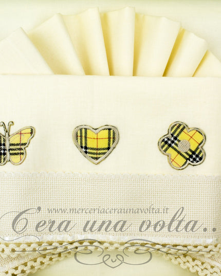 Lenzuolo da ricamare per culla tartan