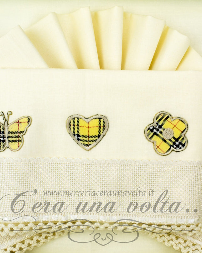 Lenzuolo da ricamare per culla tartan
