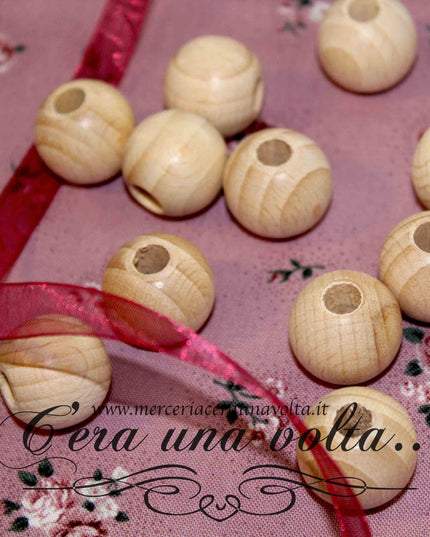 Perle con foro grande in legno cm 2