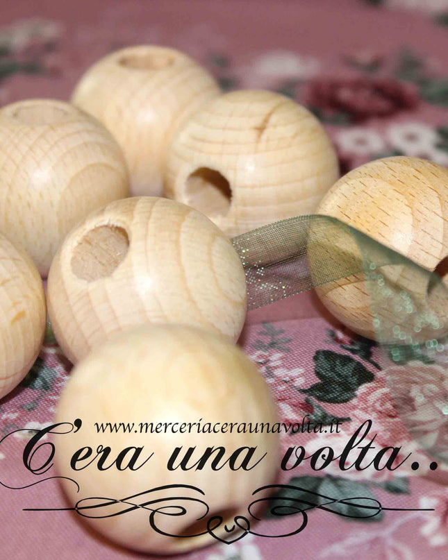 Perle con foro grande in legno cm 3